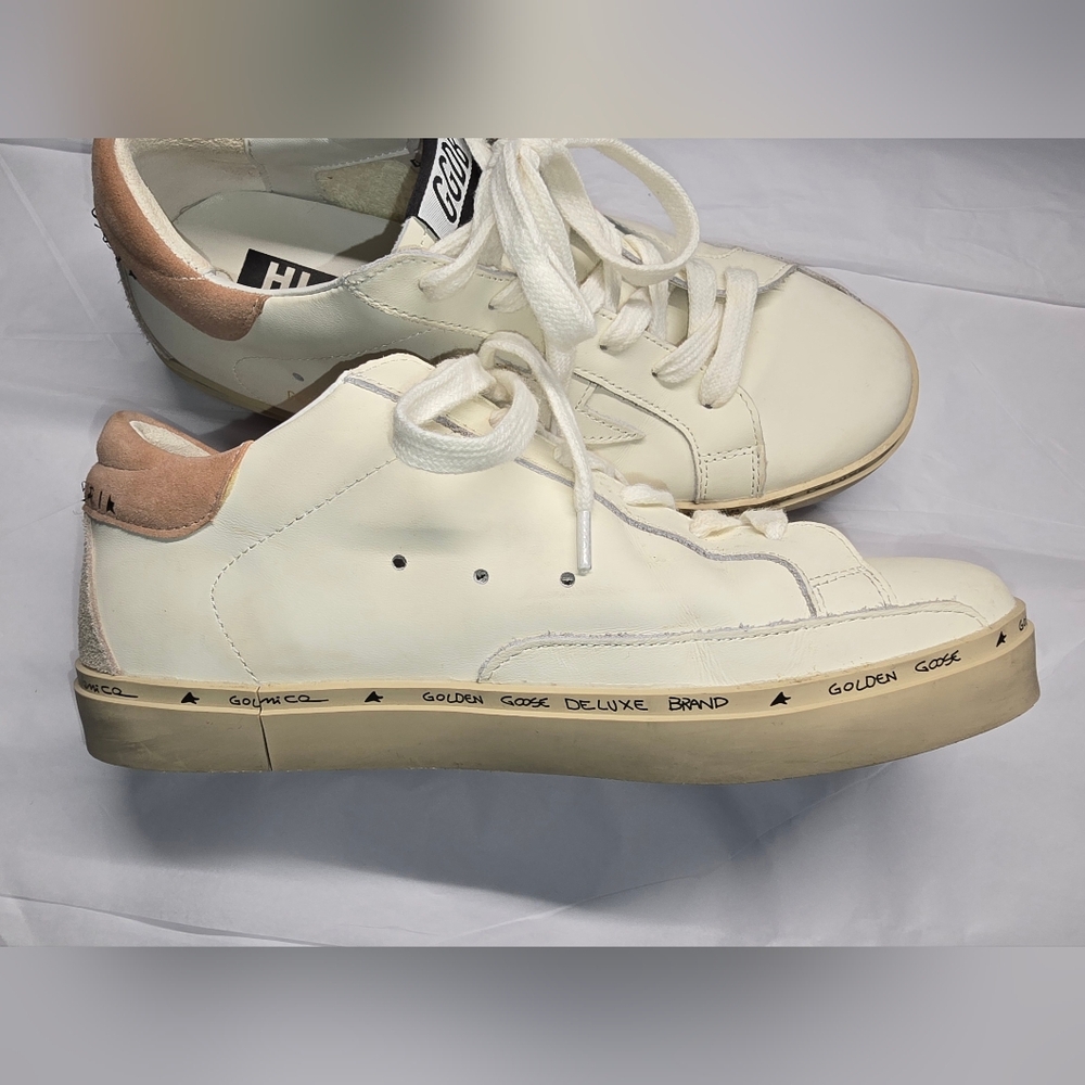 Golden Goose High Star Low Top Off White Leather Briwn Heel Pad. Size EU 38 US 8 - Picture 5 of 13